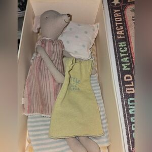 Striped Plush Toy with Yellow Outfit